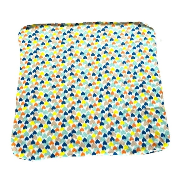 Greenbrier. fleece blanket swaddle multicolor heart pattern 28 x 27.5 - Picture 2 of 7